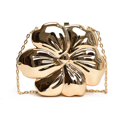 Elegante bolso acrílico dorado con estampado floral – Mini bolso de noche y bolso de graduación para bodas, fiestas y eventos nocturnos – Elegante bolso de mano con glamuroso diseño floral 