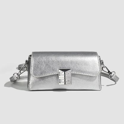 Small shoulder bag for women, retro small square bag for women, versatile shoulder bag, metallic Crossbody bag, simple commuter bag cross body