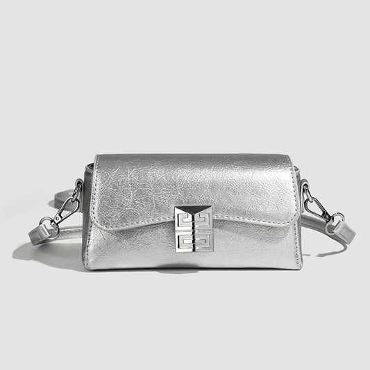 Small shoulder bag for women, retro small square bag for women, versatile shoulder bag, metallic Crossbody bag, simple commuter bag cross body