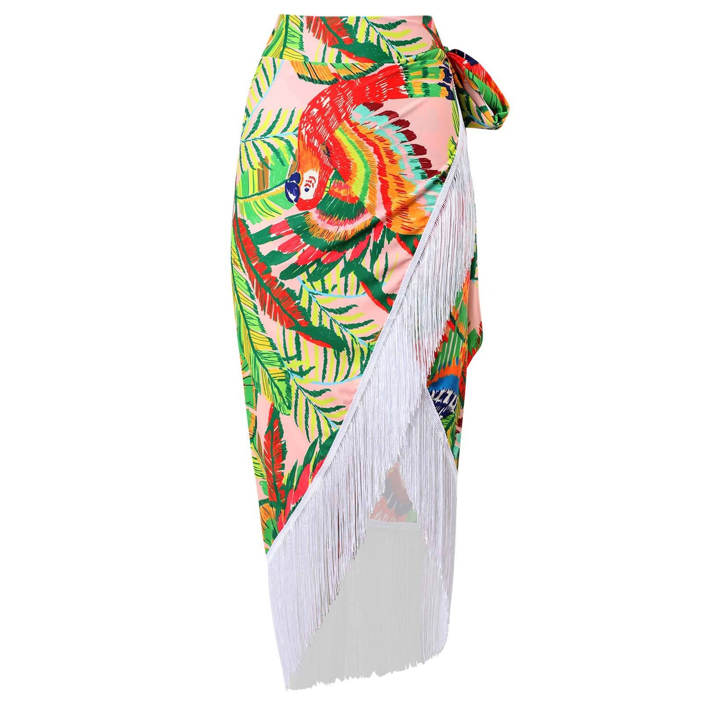 Vintage high waist split three-piece swimsuit women's bikini swimsuit chiffon beach skirt set