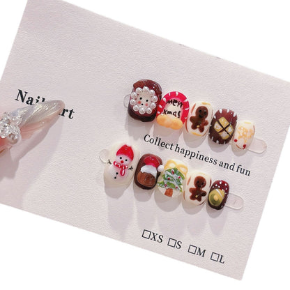 Christmas Day Nail Art Pure Handmade Wearing Nail Cartoon Pinch Short Personalized Removable Cute Nail Art Sticker