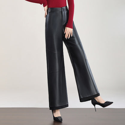 High-Waist Faux Leather Wide Leg Pants