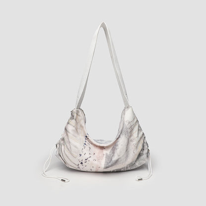 Bolso hobo para mujer, bolso de hombro de lona plisada estampada, bolso de hombro informal para mujer 