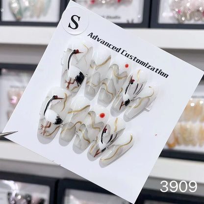 1025- Uñas postizas hechas a mano, de presión, removibles