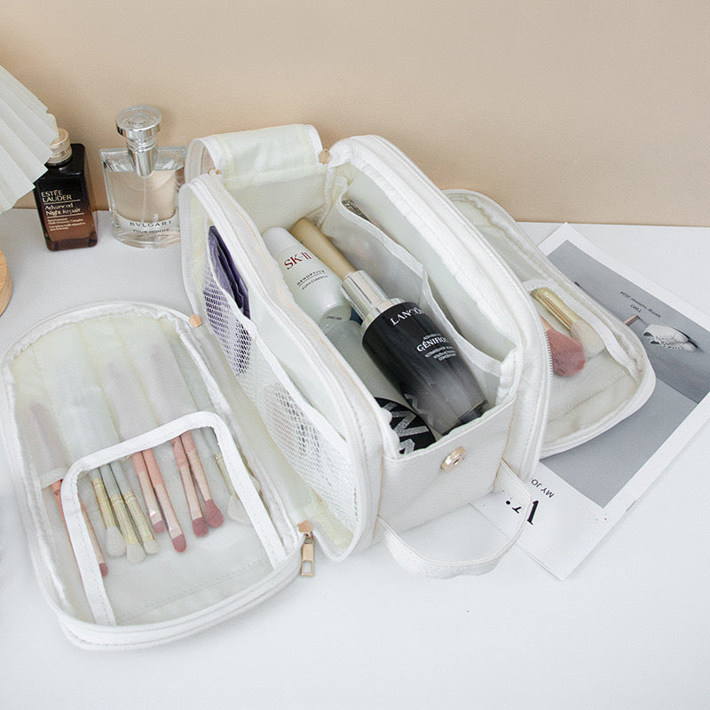 Makeup bag with compartments, Multifunctional cosmetic bag women's large capacity, portable storage bag, partition travel toilet bag, makeup bag organizer,