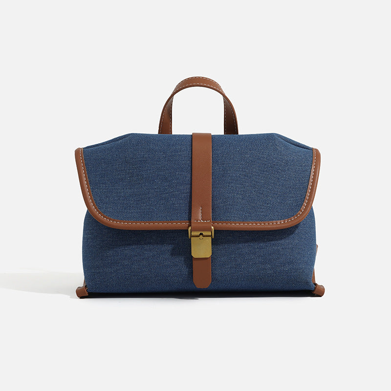 Bolso bandolera vaquero, bolso informal de lona para mujer, bolso tote cuadrado 