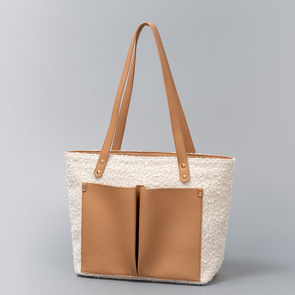 Bolso de gran capacidad, bolso de mujer de poliuretano, bolso tote, bolso bandolera retro para mujer 