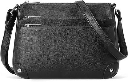 Small crossbody bag for women, shoulder bag multi-zip pocket bag, classic function messenger bag