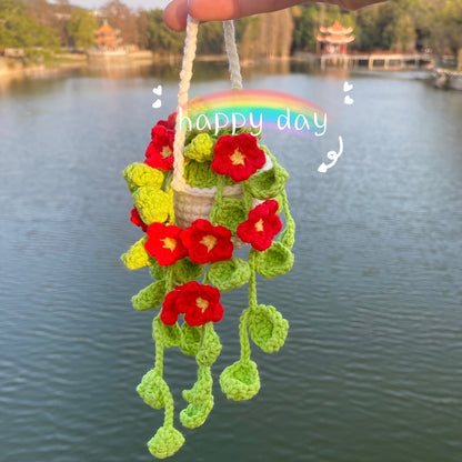 Colgante de planta de coche Decoración de coche Colgante de espejo retrovisor Lana creativa en el coche