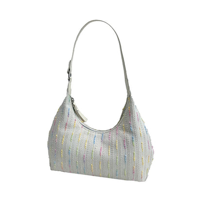 Bolso de hombro de punto chic - Bolso de lona elegante para mujer, ideal para el verano, y bolso hobo pequeño para niñas 