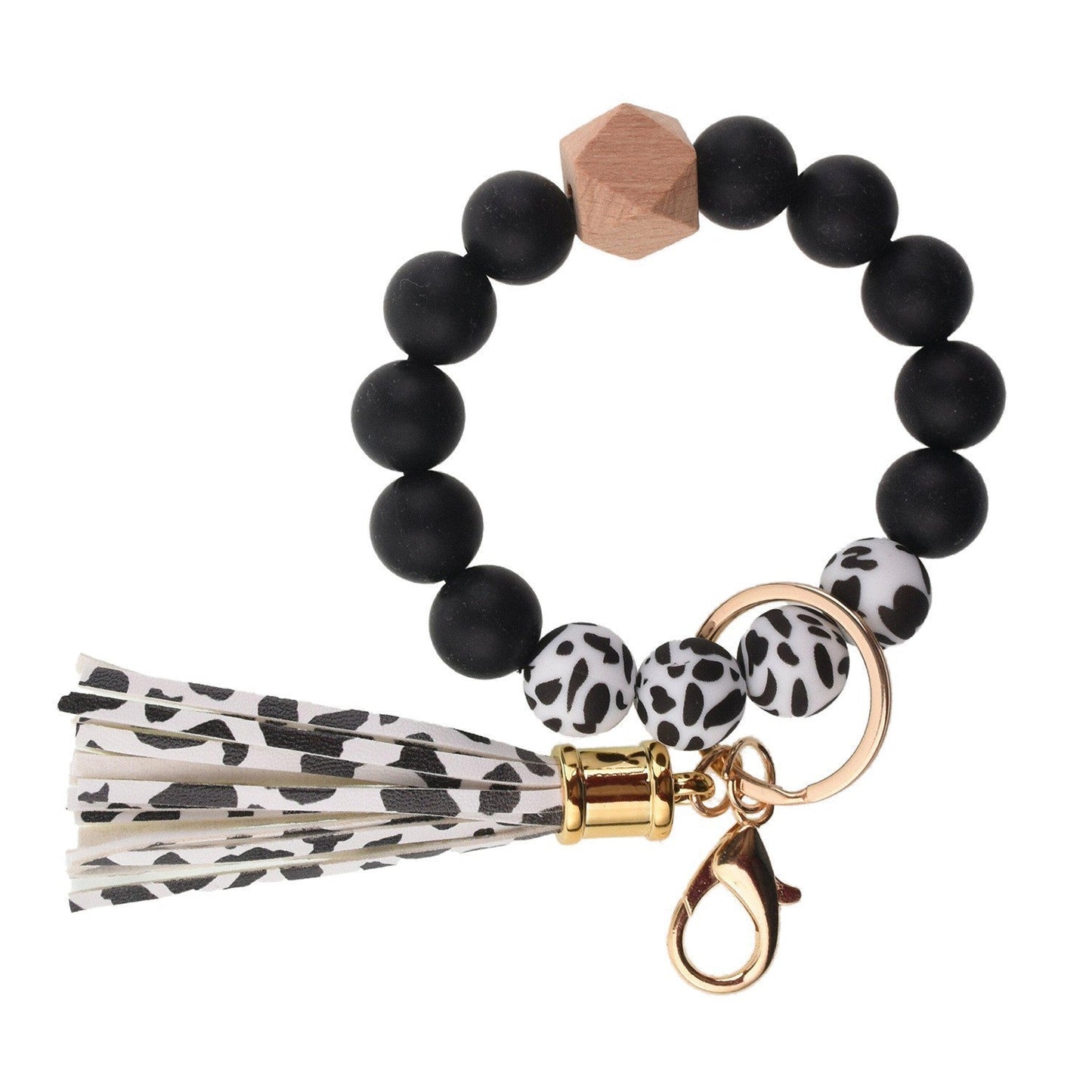 Llavero con borla de PU para bolso de mujer, llavero de silicona con cuentas, pulsera, llavero de coche, bonito soporte para mujeres y niñas. 