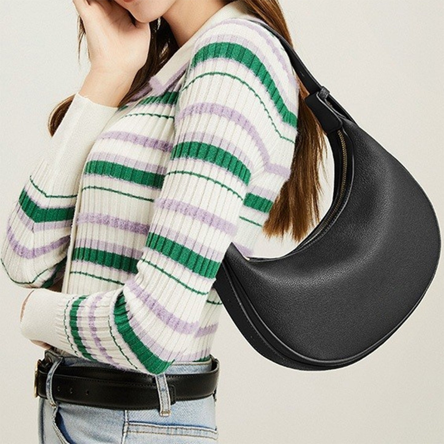 Bolso de media luna, bolso de hombro ajustable, bolso hobo para mujer 