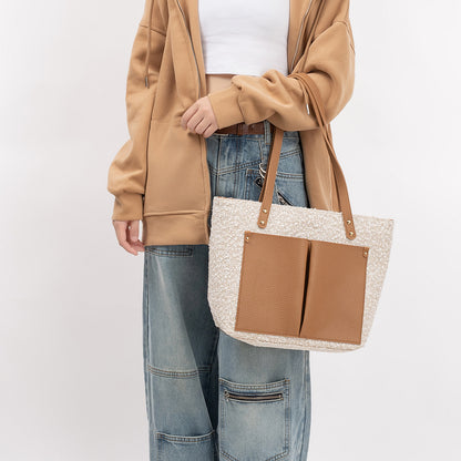 Bolso de gran capacidad, bolso de mujer de poliuretano, bolso tote, bolso bandolera retro para mujer 