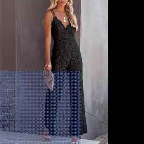 Deep V-Neck Spaghetti Strap Jumpsuit for Women