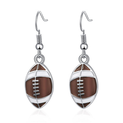 Rhinestone Football & Rugby Earrings for Women - Sparkling Sports Fan Dangle Drop Stud Earrings -dropshippingabc.com