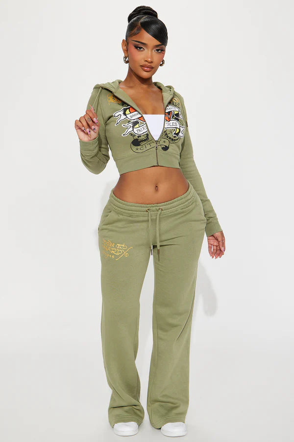 Graffiti print pattern women's high street y2k short sweater set