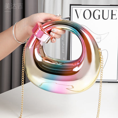 Acrylic gold box, goose egg shaped party purse, cloud shell evening clutch purse, messenger bag, clutch purse party, prom bag, party purse, prom bags clutch, Wedding purse