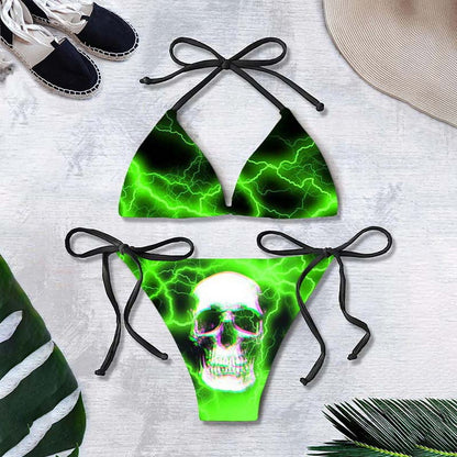 Bikini printed strap swimsuit set backless split swimsuit