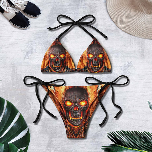 Bikini custom printed strap swimsuit set backless split swimsuit