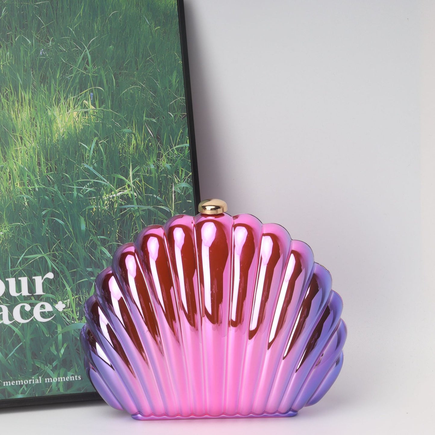 Bolso tipo caja de concha, bolso de mano tipo clutch, bolso de cena, bolso de noche tipo clutch para fiestas, bolso de graduación, bolso de fiesta. 