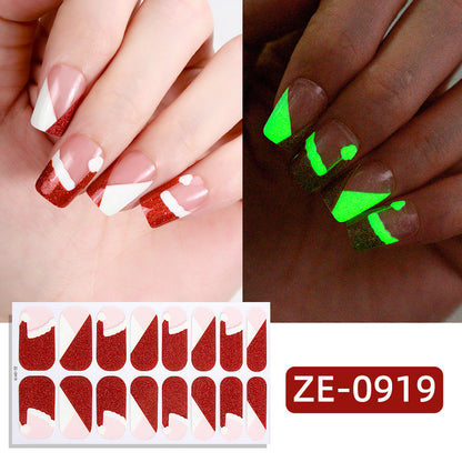 Christmas luminous nail polish film nail sticker, hot-selling Christmas tree adhesive nail sticker