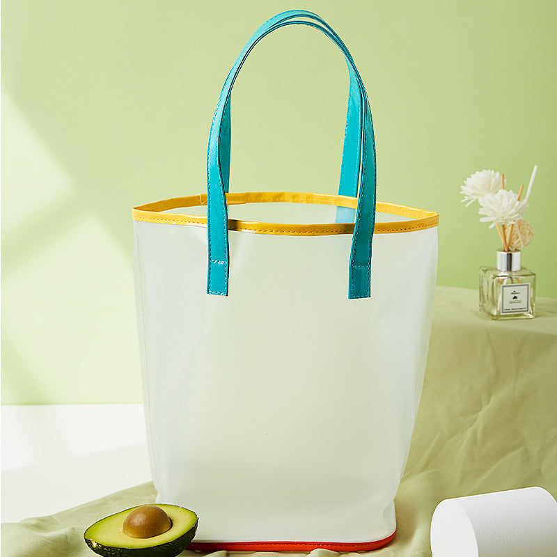 Bolsa de PVC translúcido esmerilado, bolsa de playa portátil de gran capacidad, bolsa de natación, 