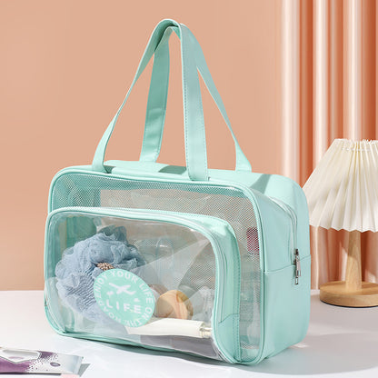 Large Capacity Transparent Wash Bag, Swimming Fitness Bath Bag, Cosmetics Storage Bag, Wet and Dry Separation Hand Shoulder Travel Bag for College Dorm Camp GymTransparent Cosmetic Bag,