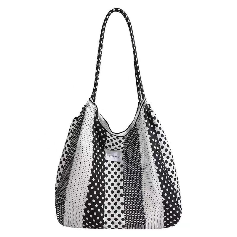 Bolso tote de lunares, bolso de hombro portátil y versátil, bolso hobo ecológico de gran capacidad para mujer 