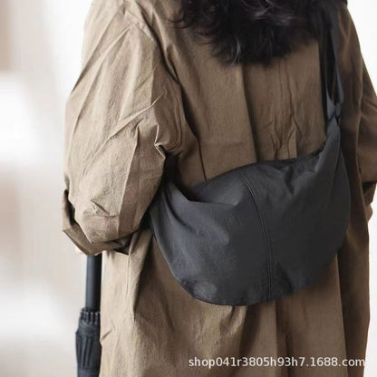 Bolso de nailon, bolso informal para mujer, bolso bandolera con correa ancha, bolso tipo luna sencillo y ligero 