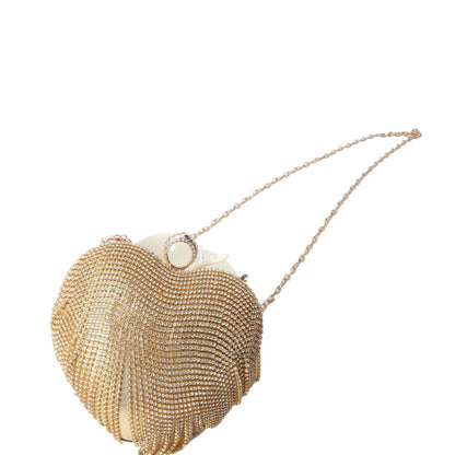 Bolso con flecos y pedrería, bolso de fiesta de cumpleaños, bolso de noche con forma de corazón, bolso de fiesta, bolso de graduación, bolso de fiesta, bolso de mano para graduación, bolso de boda cruzado con cadena