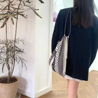 Bolso tote de lunares, bolso de hombro portátil y versátil, bolso hobo ecológico de gran capacidad para mujer 
