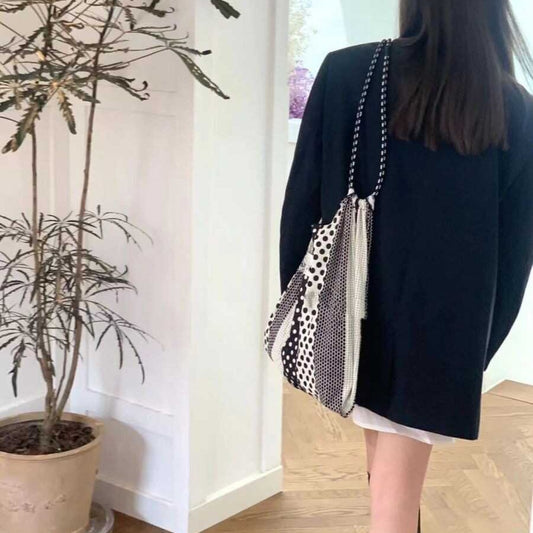 Bolso tote de lunares, bolso de hombro portátil y versátil, bolso hobo ecológico de gran capacidad para mujer 
