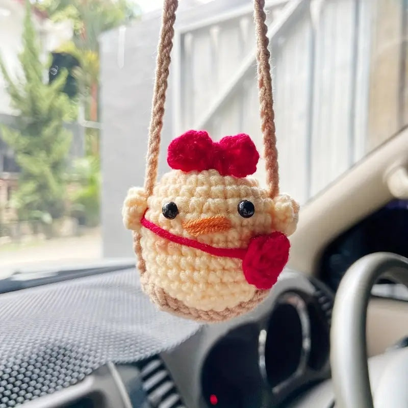 Colgante de planta de coche Decoración de coche Colgante de espejo retrovisor Lana creativa en el coche