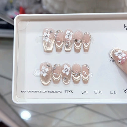 0987- Uñas postizas hechas a mano, de presión, removibles