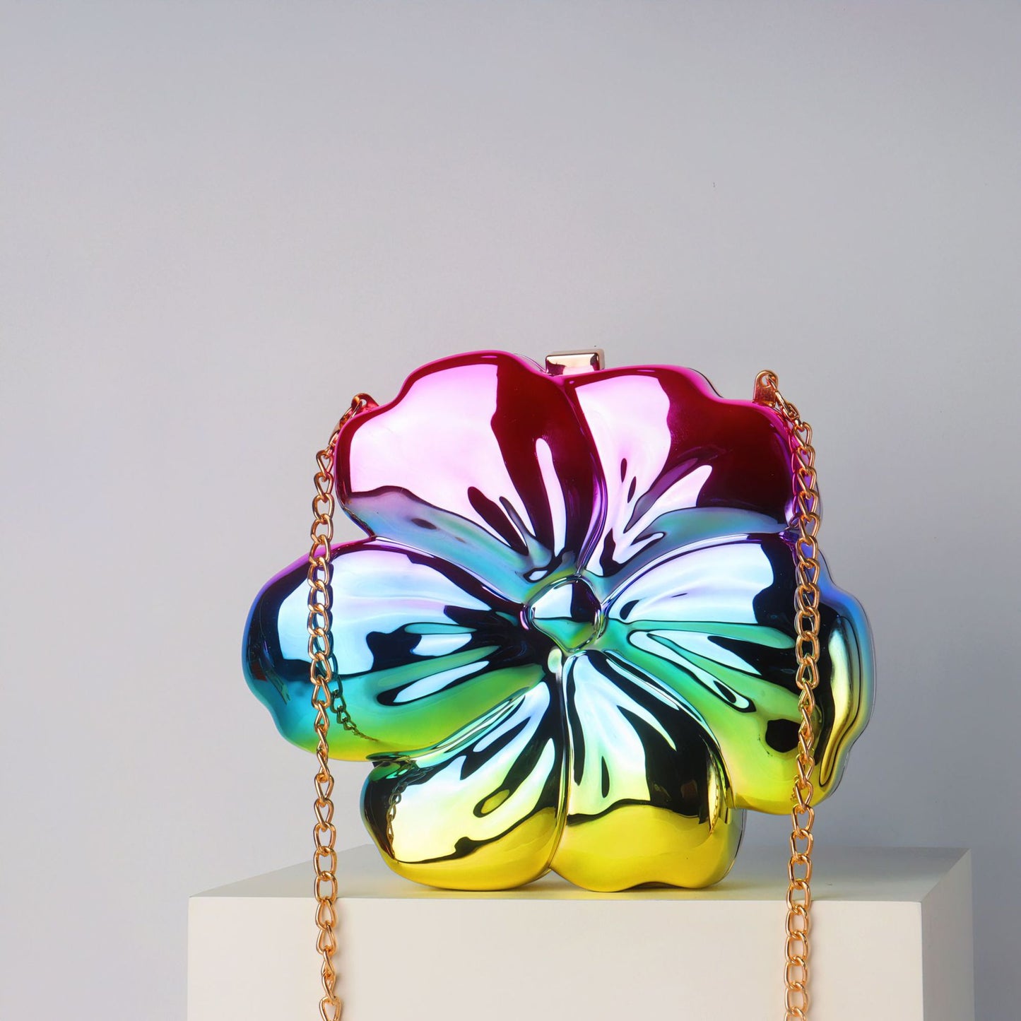 Elegante bolso acrílico dorado con estampado floral – Mini bolso de noche y bolso de graduación para bodas, fiestas y eventos nocturnos – Elegante bolso de mano con glamuroso diseño floral 