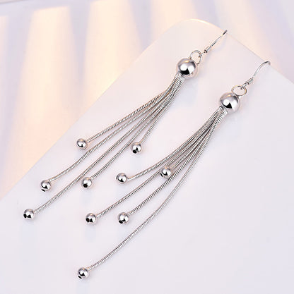 Long Beaded Fringe Earrings