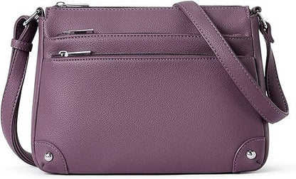 Small crossbody bag for women, shoulder bag multi-zip pocket bag, classic function messenger bag