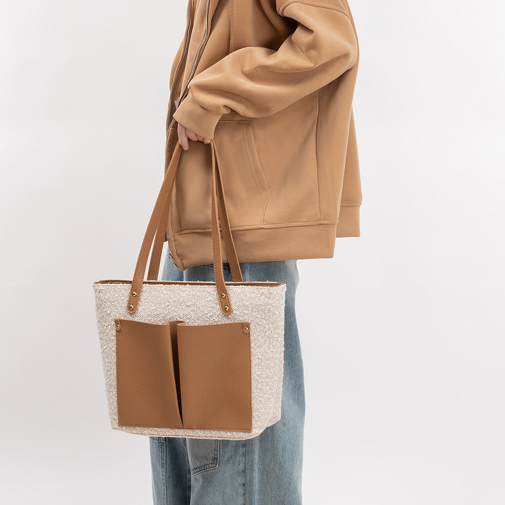 Bolso de gran capacidad, bolso de mujer de poliuretano, bolso tote, bolso bandolera retro para mujer 