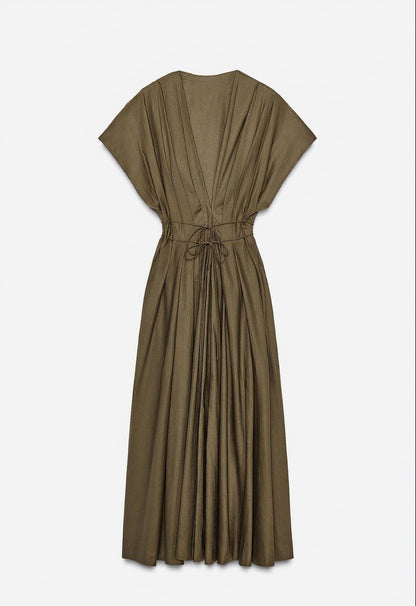 Summer women's solid color waist dress temperament commuter slim dress