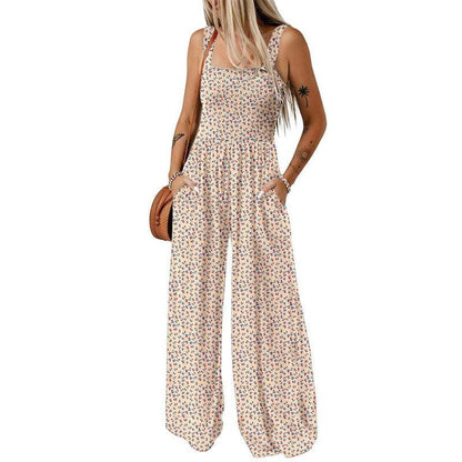 Women's Bohemian Spaghetti Strap Printed Jumpsuit Pants