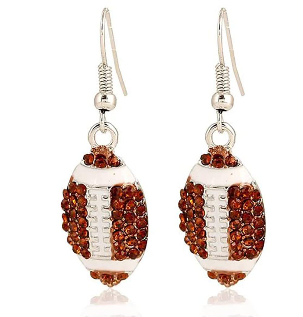Rhinestone Football & Rugby Earrings for Women - Sparkling Sports Fan Dangle Drop Stud Earrings -dropshippingabc.com
