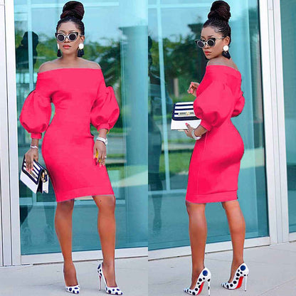 Sexy Dress Women's Off The Shoulder Bodycon Dress Lantern