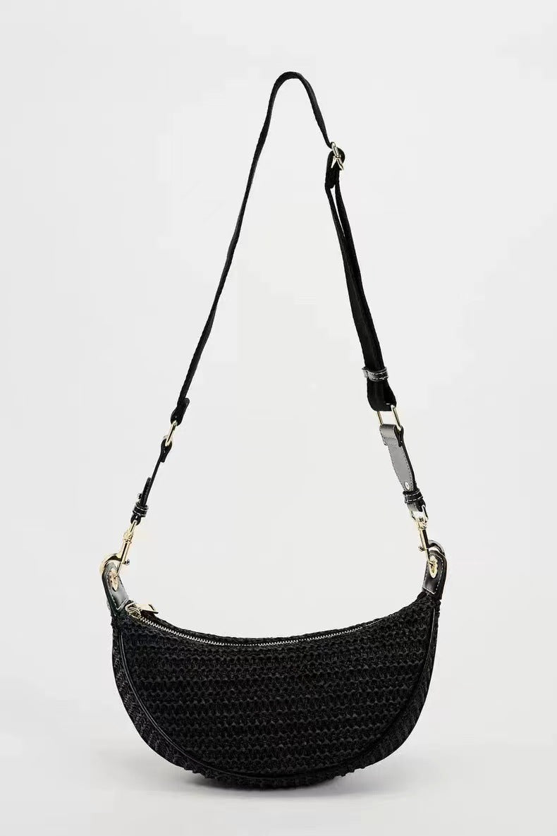 Bolso Hobo Chic de Verano para Mujer – Bolso bandolera versátil y a la moda, elegante bolso pequeño tejido a mano para llevar en la axila 