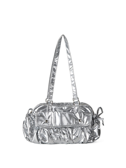 Bolso pequeño de hombro para mujer, bolso de hombro plisado de nailon, bolso baguette, bolso hobo de gran capacidad y a la moda para mujer 