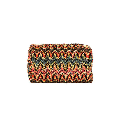 Woven cosmetic bag, change lipstick storage bag, portable cosmetic bag retro m travel travel square bag small