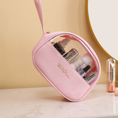 Portable large-capacity travel translucent cosmetic bag, Pu multi-functional waterproof toilet bag, portable skin care product storage bag, makeup bag organizer,Makeup bags, small