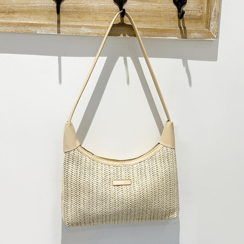 Chic Small Shoulder Straw Bag – Stylish Crossbody Bag for Ladies, Versatile Summer Hobo Bag