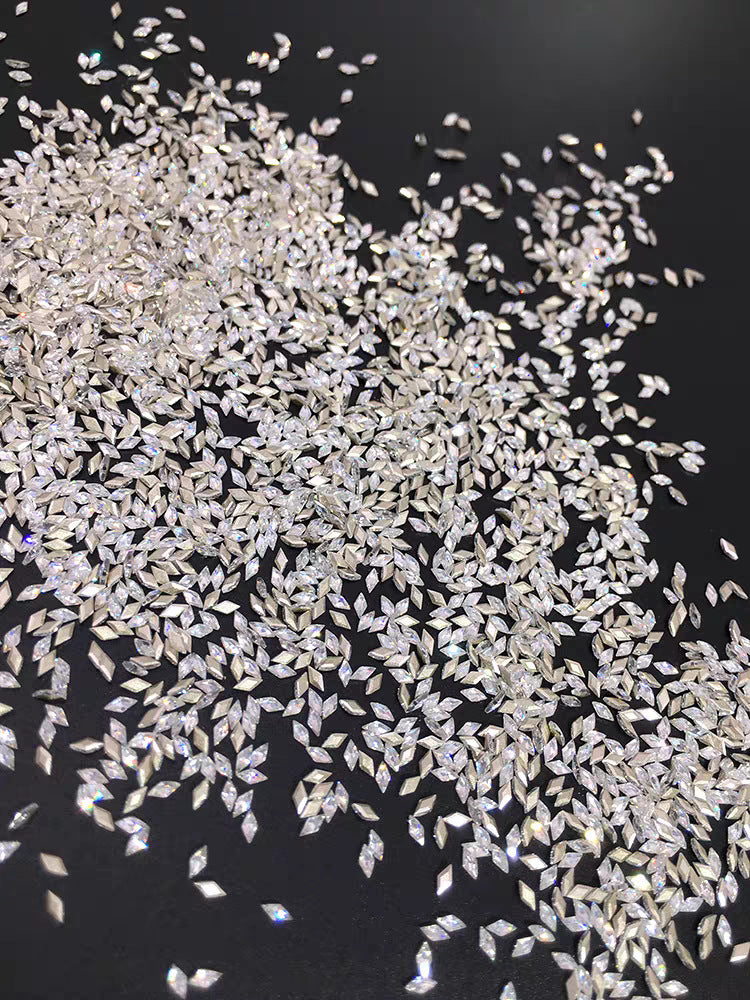 1061 Mini diamante de circonio rombo de 1,5 x 3, joyería de uñas con forma de ojo de caballo de micro circonio de base plana para uñas a presión