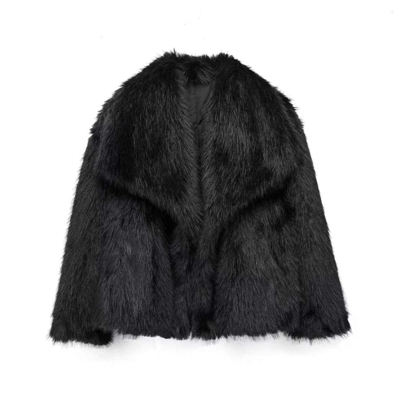 Women's Faux Fur Coat with Large Lapel