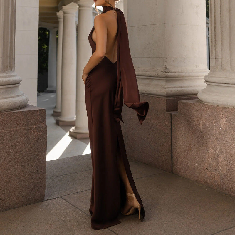 Vestido lencero de satén con espalda baja